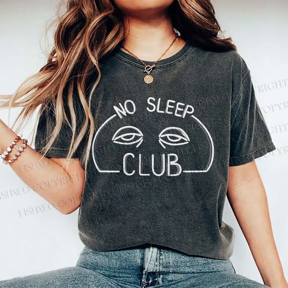 Unisex No Sleep Club Printed Washed Tee