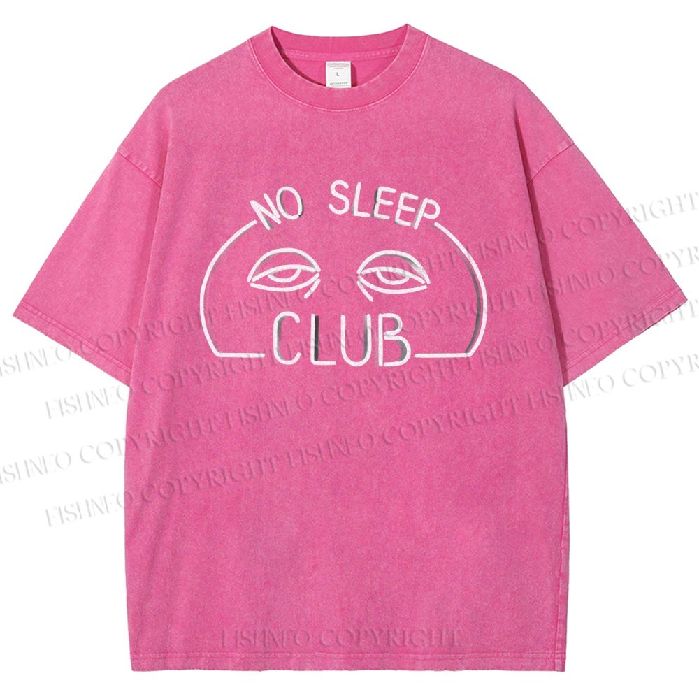 Unisex No Sleep Club Printed Washed Tee
