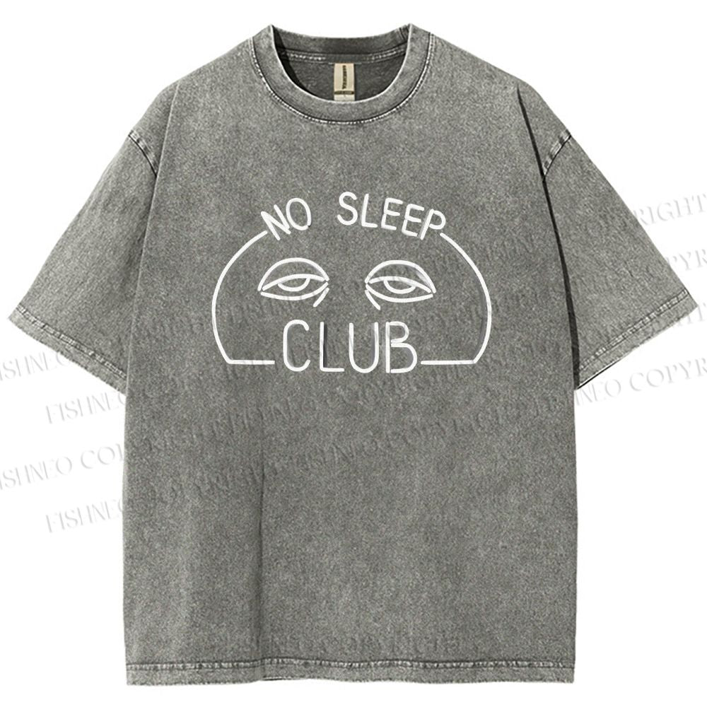 Unisex No Sleep Club Printed Washed Tee