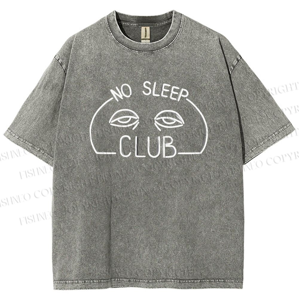 Unisex No Sleep Club Printed Washed Tee