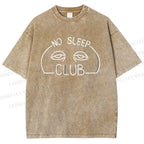 Unisex No Sleep Club Printed Washed Tee