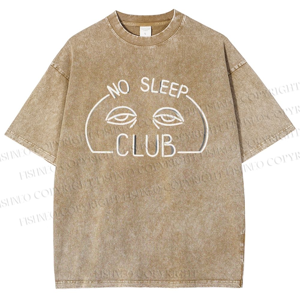 Unisex No Sleep Club Printed Washed Tee