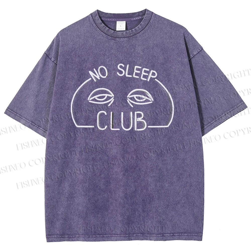 Unisex No Sleep Club Printed Washed Tee