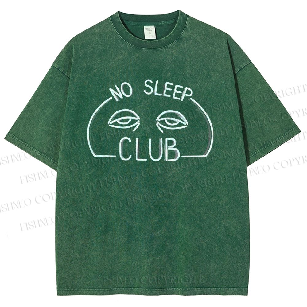 Unisex No Sleep Club Printed Washed Tee