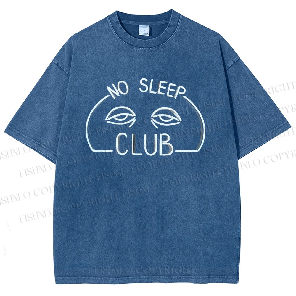 Unisex No Sleep Club Printed Washed Tee