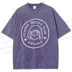 Unisex Always Sleep Club Printed Washed Tee