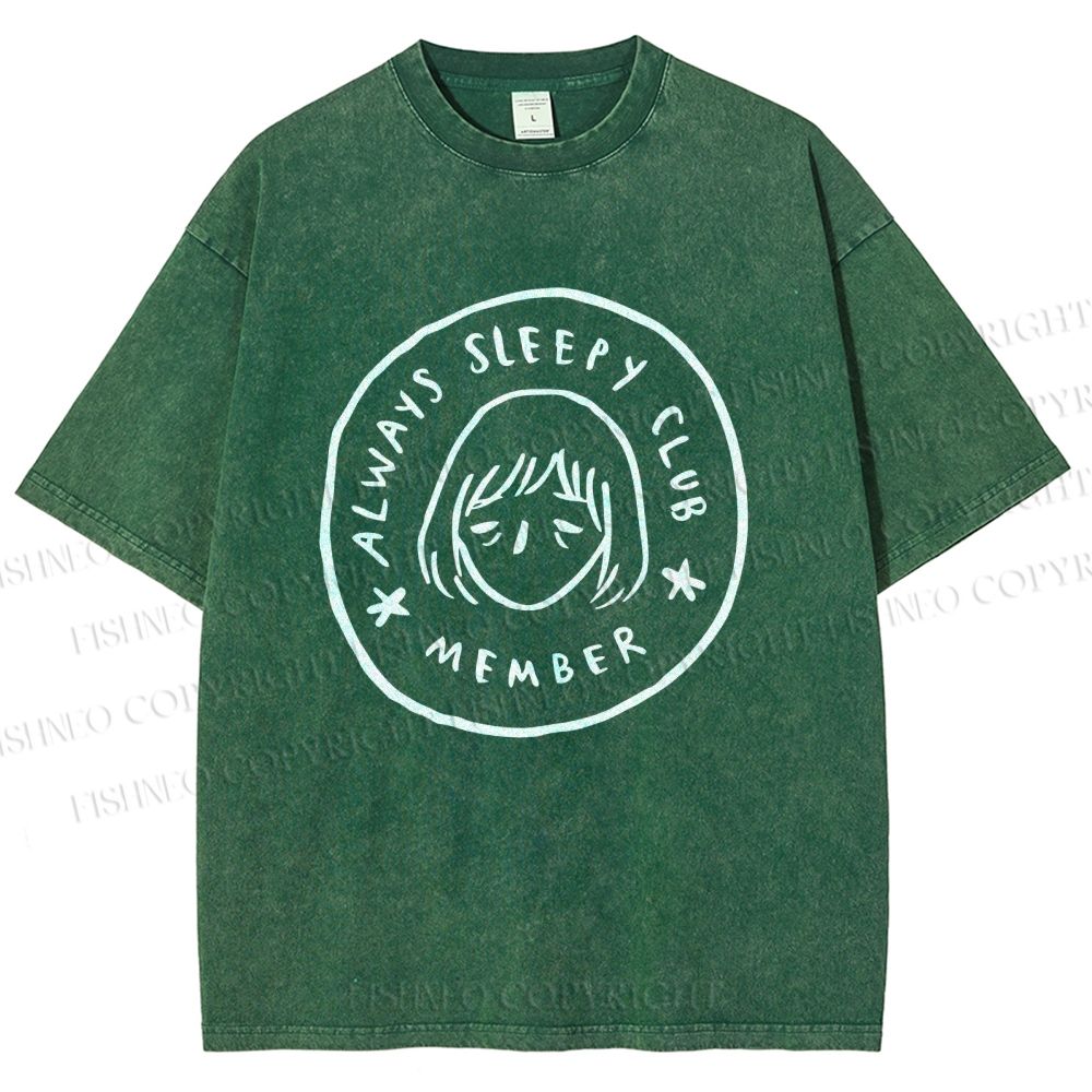 Unisex Always Sleep Club Printed Washed Tee