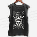 Unisex Vintage Tiger Printed Washed Tank Top