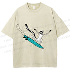 Unisex Lemur catta Skating Printed Washed Tee