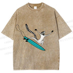 Unisex Lemur catta Skating Printed Washed Tee