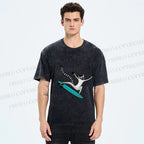 Unisex Lemur catta Skating Printed Washed Tee