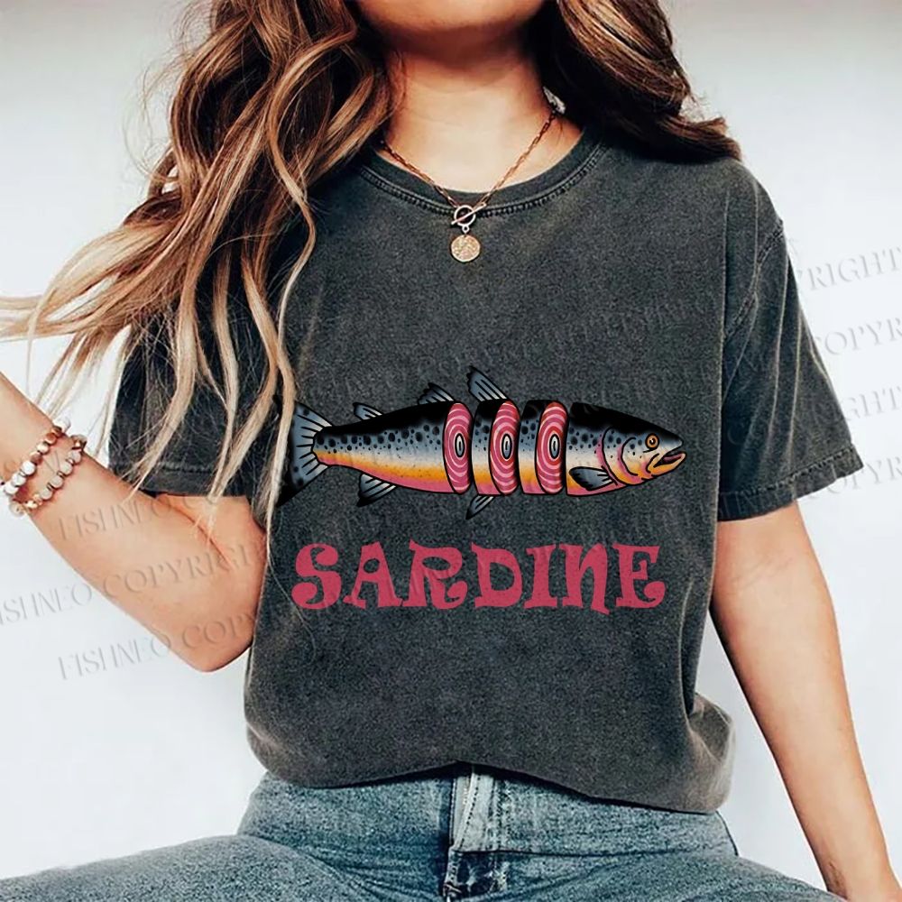 Unisex Vintage Sardine Printed Washed Tee