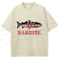 Unisex Vintage Sardine Printed Washed Tee