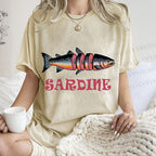 Unisex Vintage Sardine Printed Washed Tee