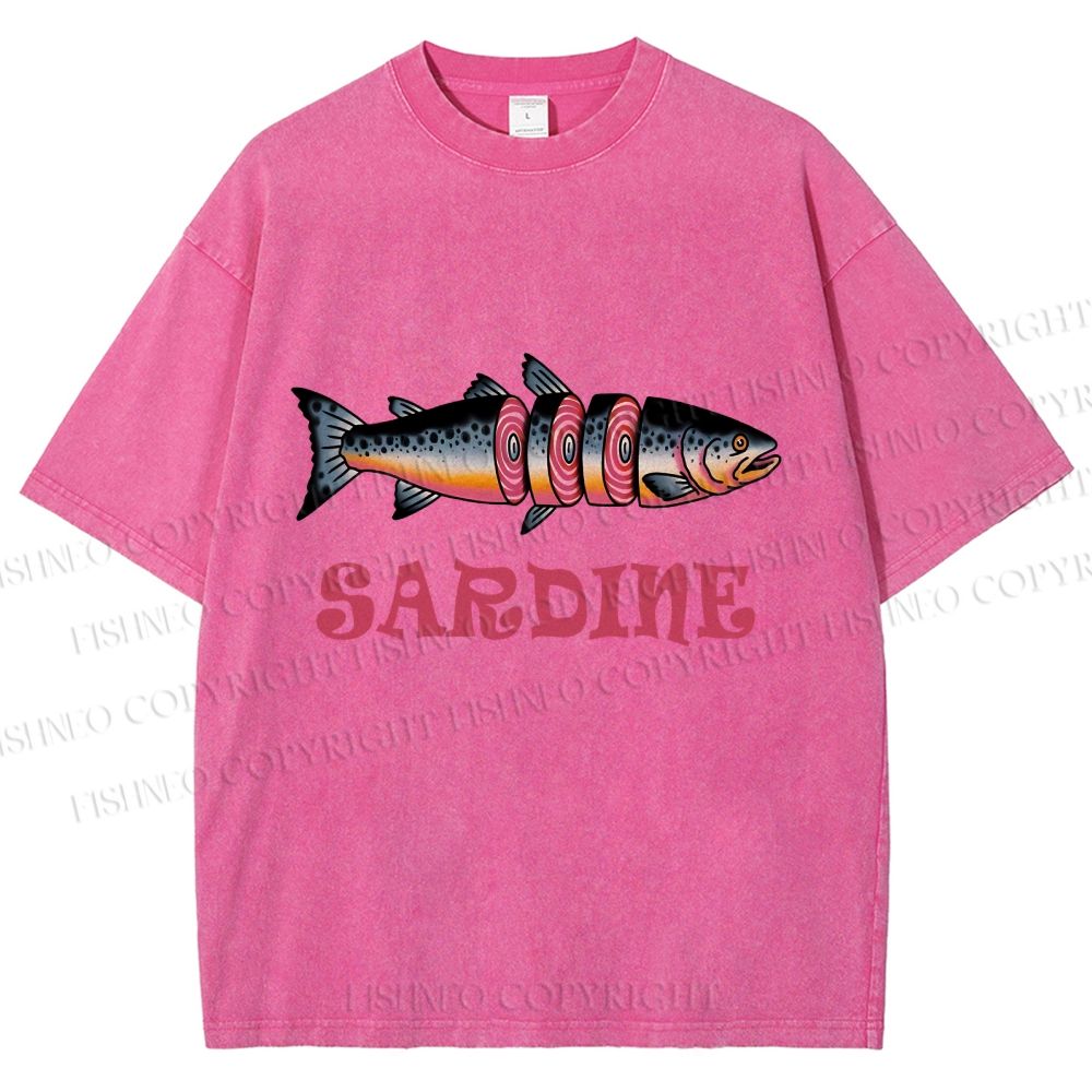 Unisex Vintage Sardine Printed Washed Tee