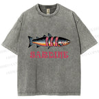 Unisex Vintage Sardine Printed Washed Tee