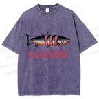 Unisex Vintage Sardine Printed Washed Tee