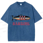 Unisex Vintage Sardine Printed Washed Tee