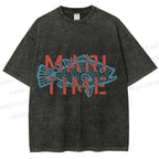 Unisex Mari Time Sardine Fish Printed Washed Tee