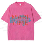 Unisex Mari Time Sardine Fish Printed Washed Tee