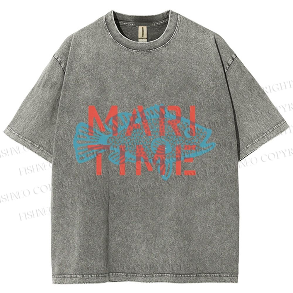 Unisex Mari Time Sardine Fish Printed Washed Tee