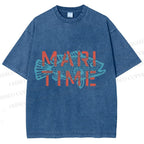 Unisex Mari Time Sardine Fish Printed Washed Tee