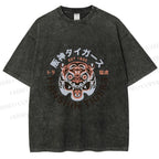 Unisex Japanese Hanshin Tiger Printed Washed Tee