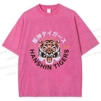 Unisex Japanese Hanshin Tiger Printed Washed Tee