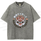 Unisex Japanese Hanshin Tiger Printed Washed Tee