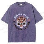 Unisex Japanese Hanshin Tiger Printed Washed Tee