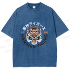 Unisex Japanese Hanshin Tiger Printed Washed Tee