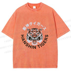Unisex Japanese Hanshin Tiger Printed Washed Tee