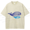 Unisex Whale Printed Washed Tee