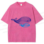 Unisex Whale Printed Washed Tee