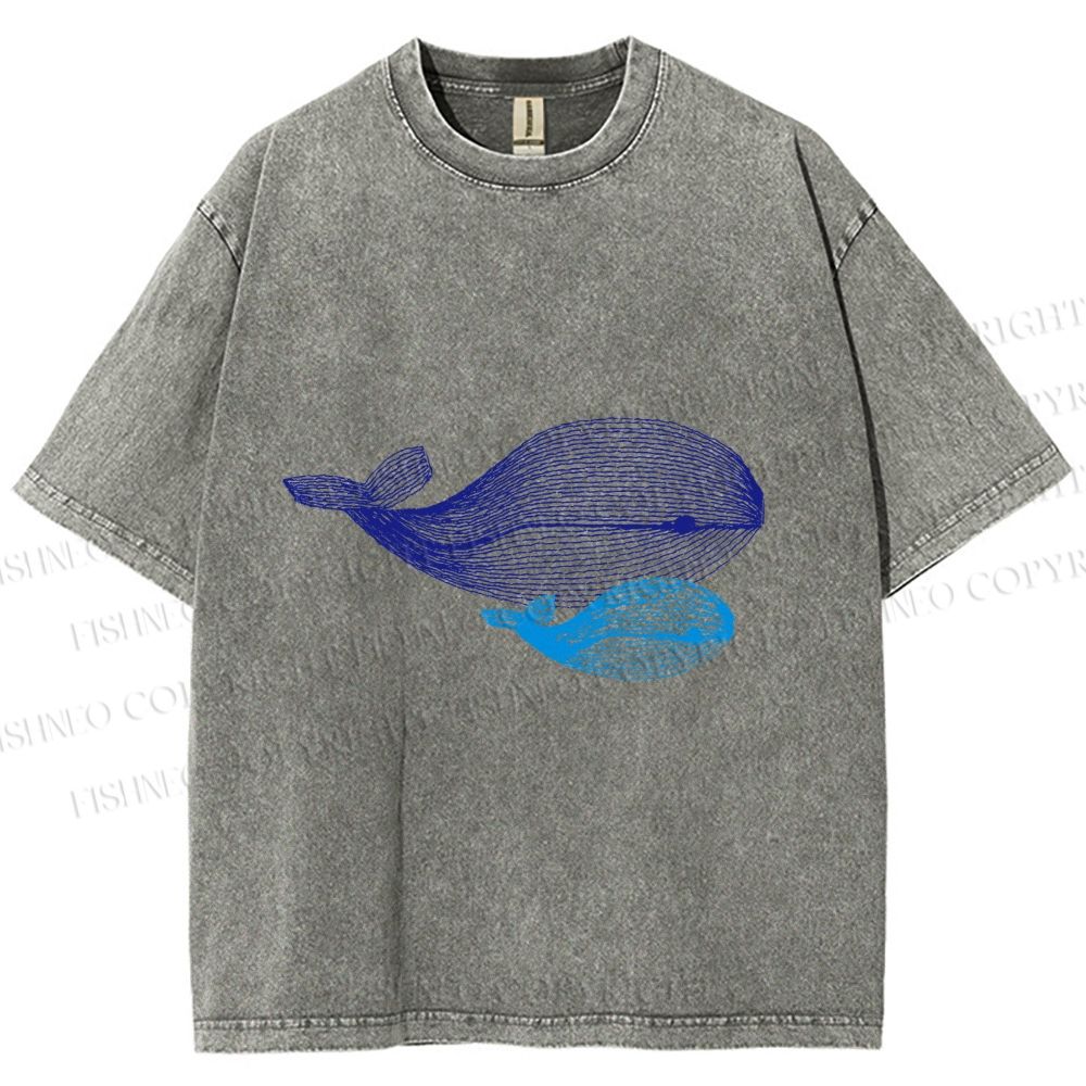 Unisex Whale Printed Washed Tee