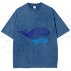 Unisex Whale Printed Washed Tee
