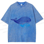 Unisex Whale Printed Washed Tee