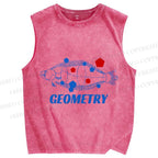 Unisex Geometry Fish Printed Washed Tank Top
