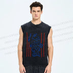 Unisex Poisson Fish Printed Washed Tank Top