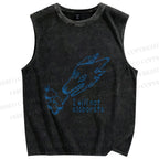 Unisex I will not elaborate Smoking  Wolf Printed Washed Tank Top