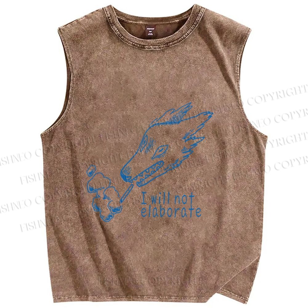 Unisex I will not elaborate Smoking  Wolf Printed Washed Tank Top