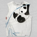 Unisex Vintage Panda Bamboo Printed Tank Top
