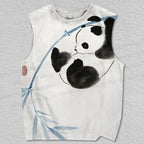 Unisex Vintage Panda Bamboo Printed Tank Top