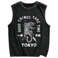 Good Things Take Time Tiger Vintage Distressed Washed Tank Top