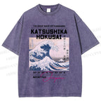 Unisex Kanagawa Waves Printed Washed Tee