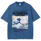 Unisex Kanagawa Waves Printed Washed Tee