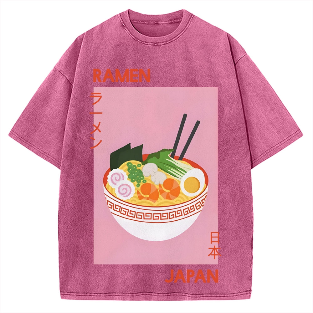 Ramen Print Vintage Washed T-shirt
