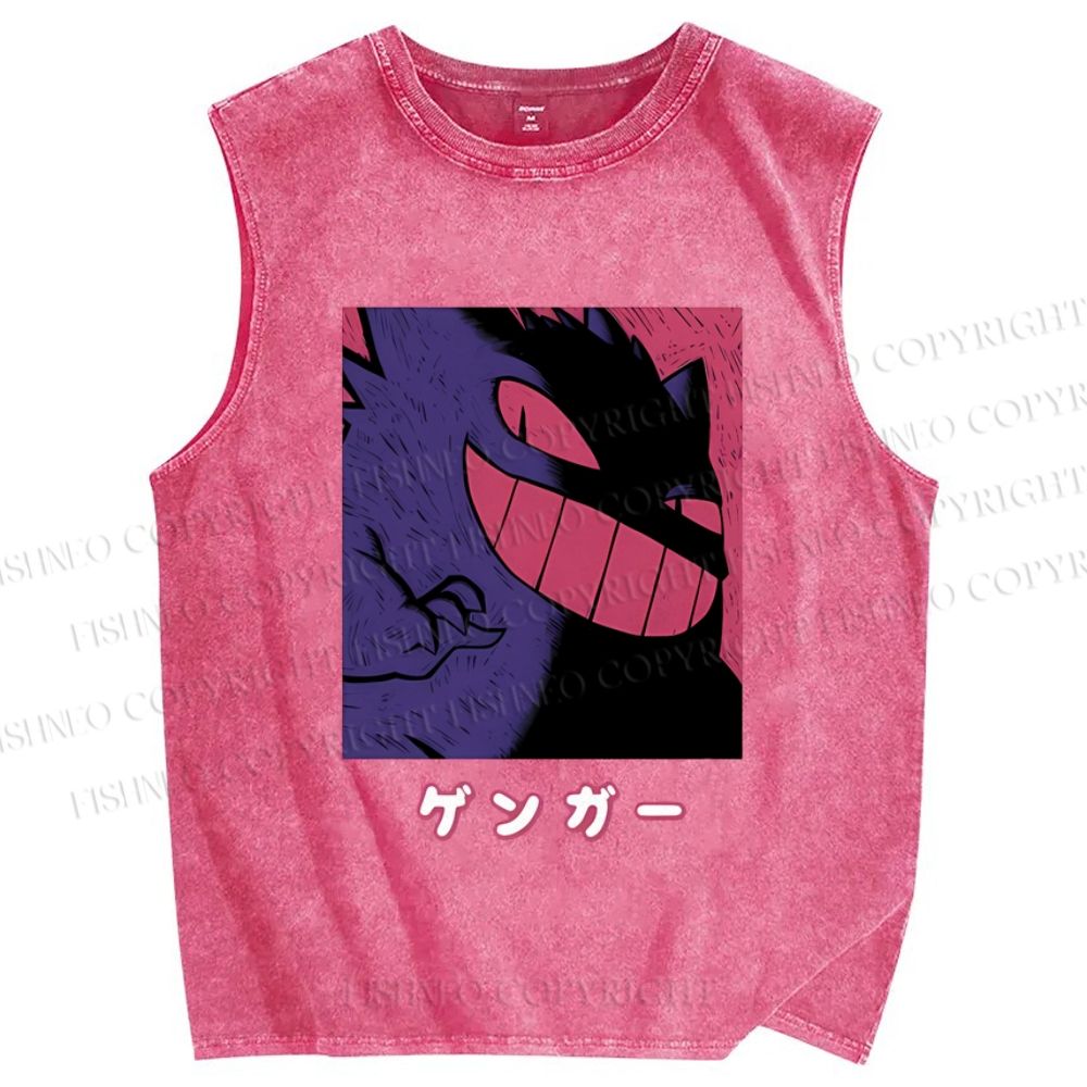 Unisex Genger Printed Washed Tank Top