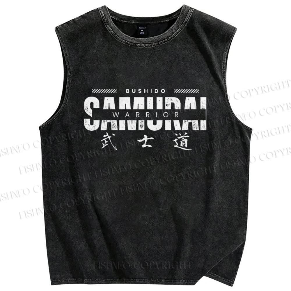 Unisex Bushido Printed Washed Tank Top
