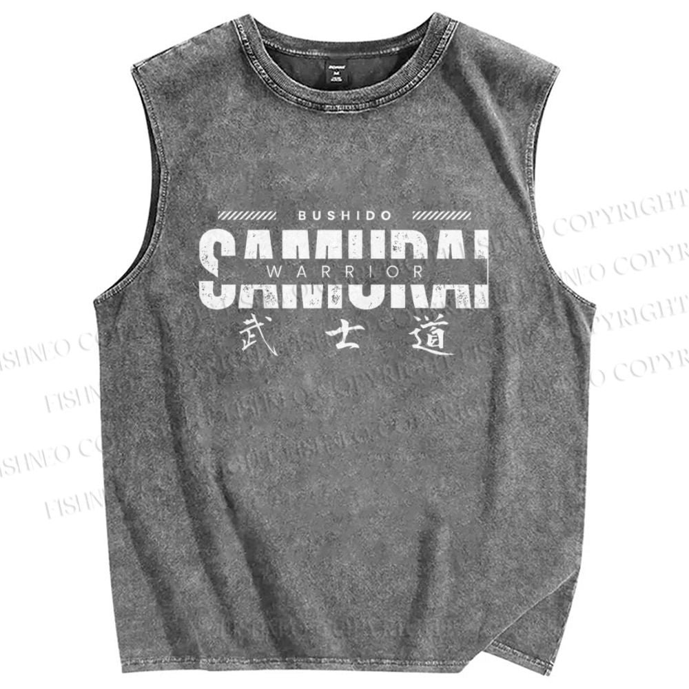 Unisex Bushido Printed Washed Tank Top
